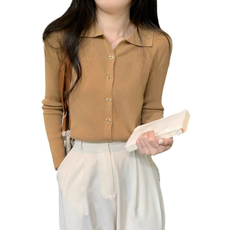 Kvinder Elegant Strikket Sweater med Knap Detaljer og Fin Rib Mønster Stilla