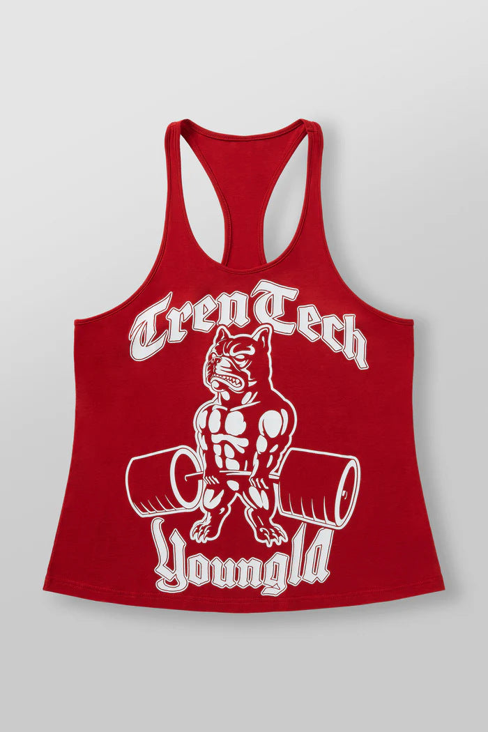 Herren nan figursygt Fitness-Tanktop med Bulldogge-grafik og ekstra dybe armlægninger Skovae