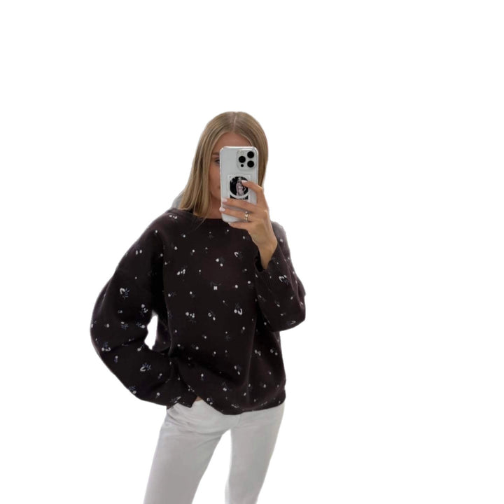 Kvinders afslappede sweater med blomstermønster Stilla