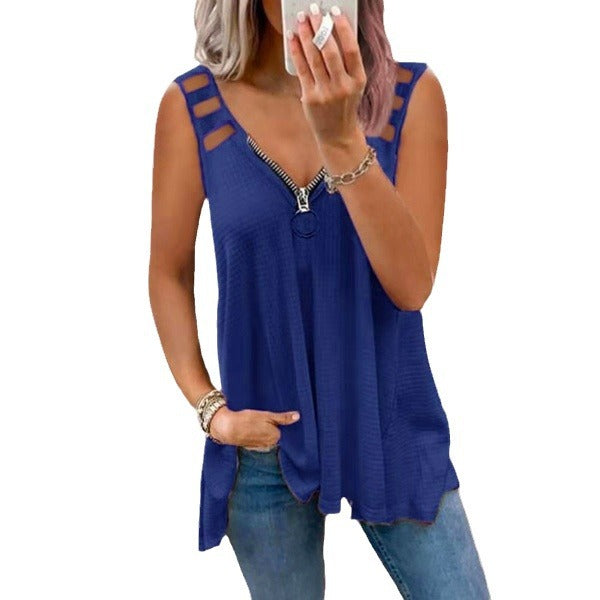 Dame Trendy Zip-Up Tanktop Stilla