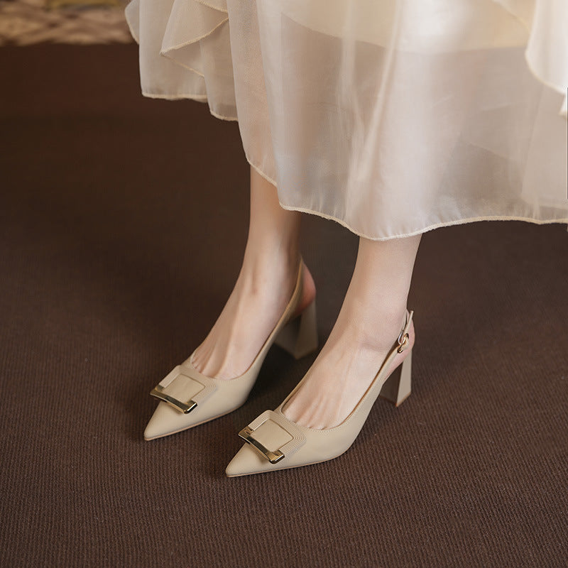 Dame spidse Slingback pumps med dekorativ spænde Stilla