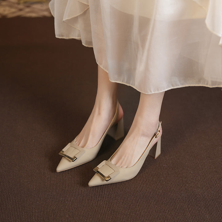 Dame spidse Slingback pumps med dekorativ spænde Stilla