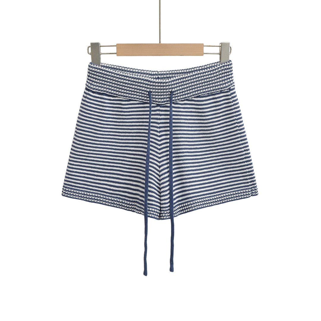 Dame stribede sportshorts med elastisk talje og snor Stilla