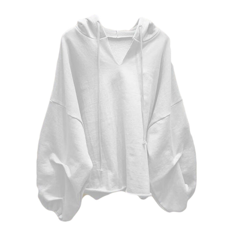 Femme Overstørrelse V-Udskæring Pullover Hoodie med brede ærmer Stilla