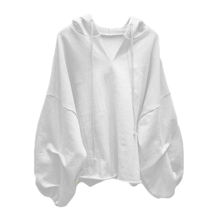 Femme Overstørrelse V-Udskæring Pullover Hoodie med brede ærmer Stilla