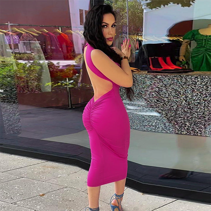 Femme Chic Højkrave Bodycon Midi Kjole Stilla