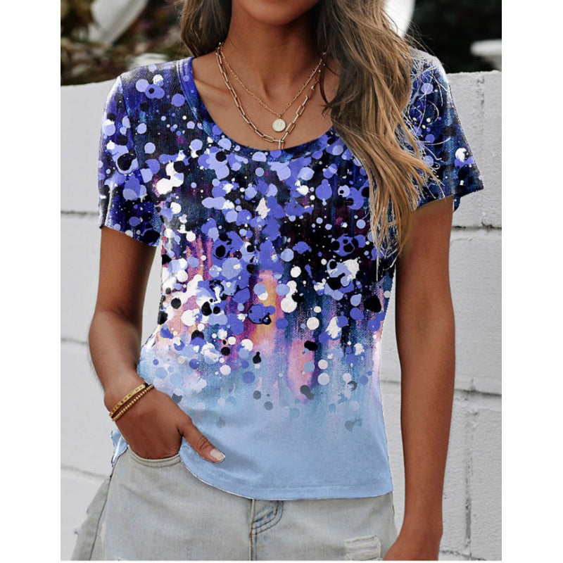 Dame Kunstnerisk Mønstret Kortærmet T-Shirt Stilla