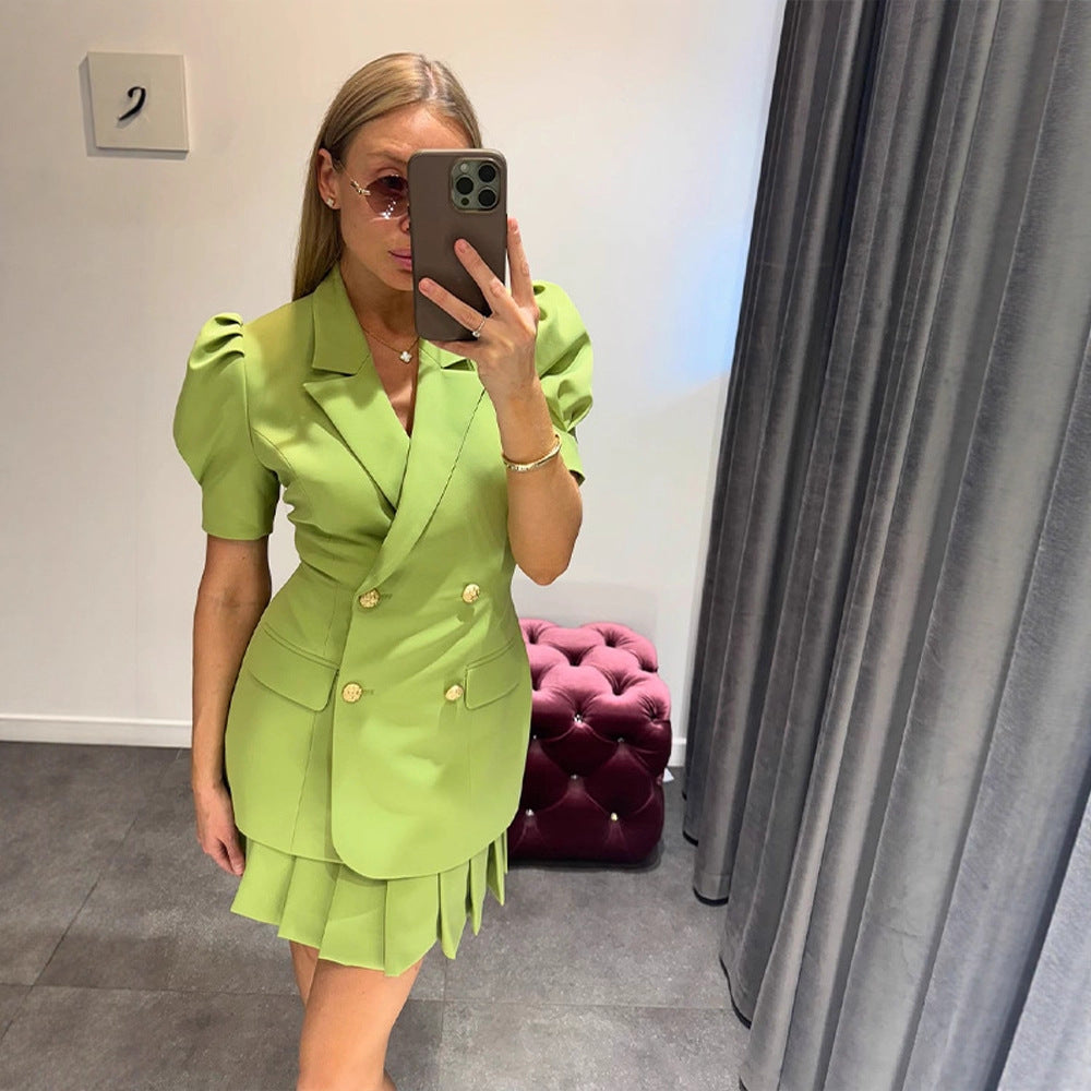 Dame Blazer Minikjole med Rynker Stilla