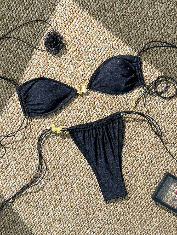 Dame skinnende Triangel Bikini Sæt Stilla 1750840055