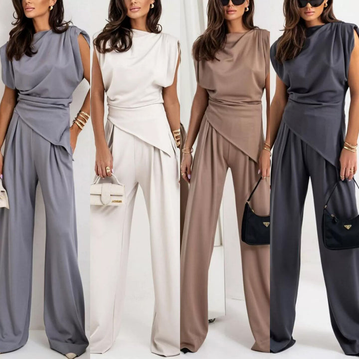 Dame Elegant Jumpsuit med asymmetrisk skæring og vidde ben Stilla