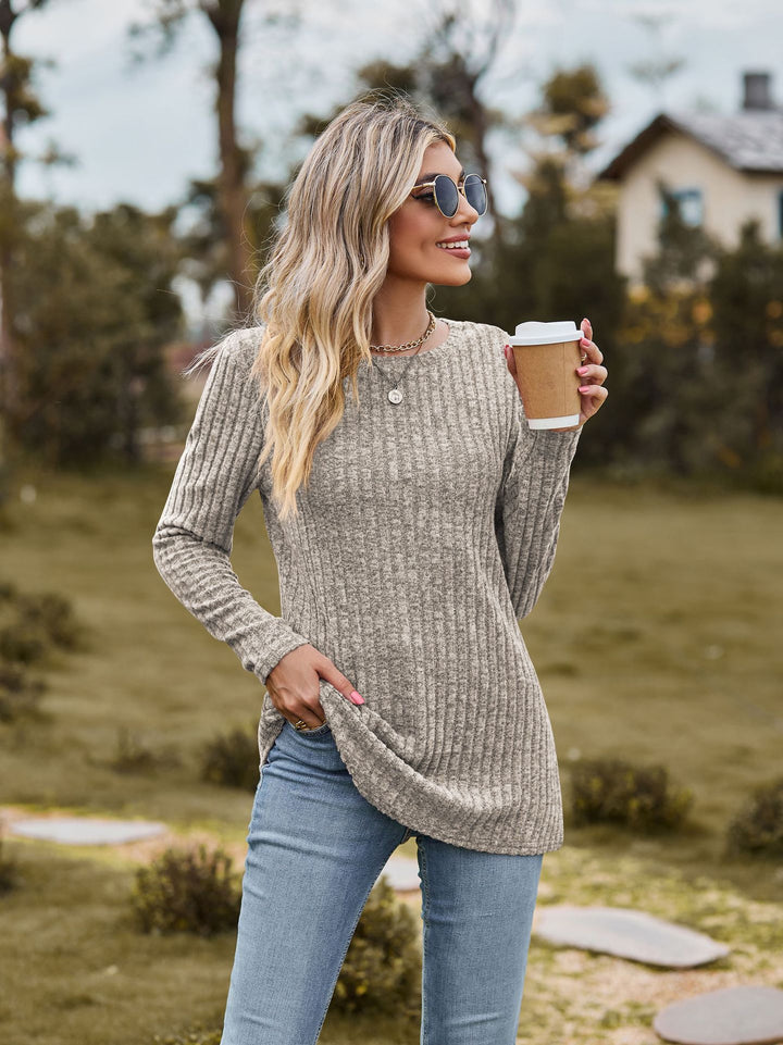 Dame finstrik pullover med ribbet design og afslappet snit Stilla