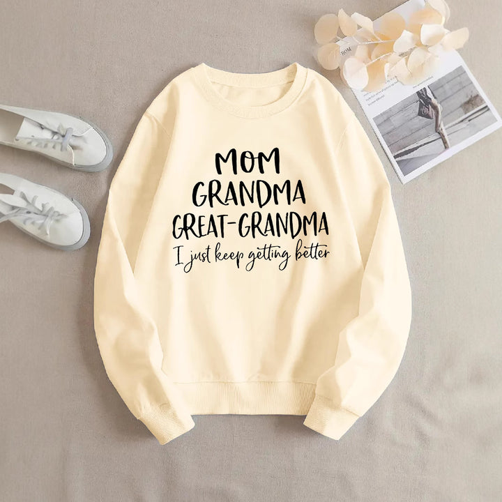 Kvinders sweatshirt med kreativ familieprint og komfortabel pasform Stilla