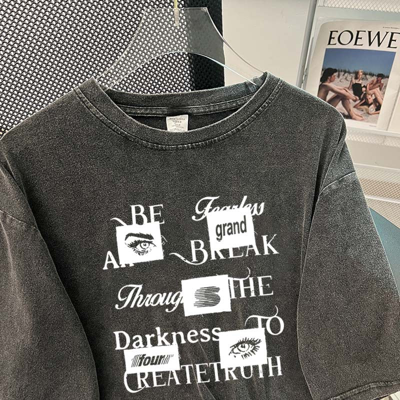 Dame T-shirt med kreativt statementtryk Stilla