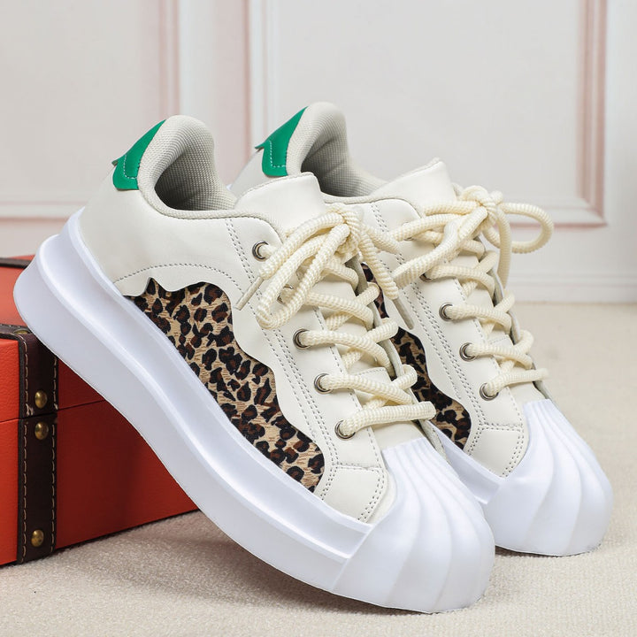 Dame mode Sneakers med leopardmønster og komfortabel sål Stilla