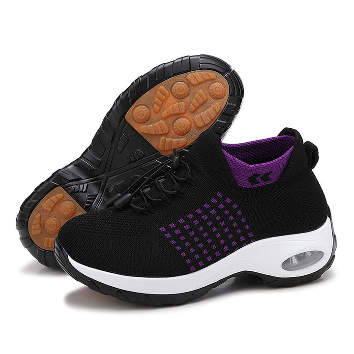 Dame nan åndbar strikkede plateau sneakers med luftstød og elastisk skaft Skovae
