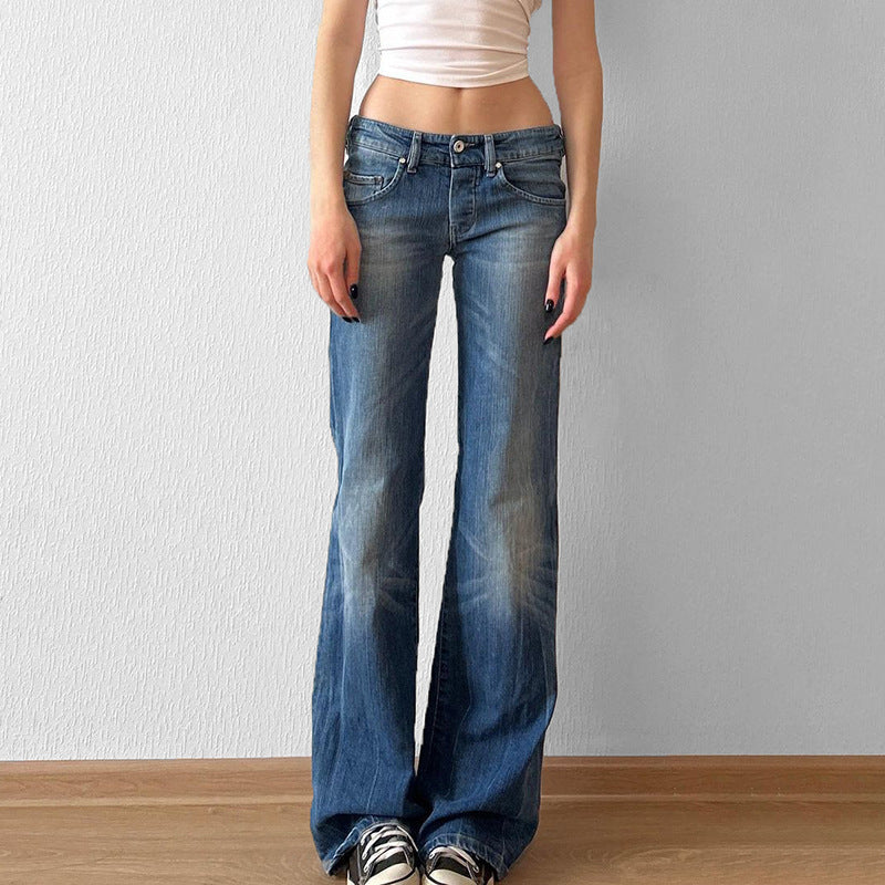 Dame flared jeans med høj talje og distressed design Skovae