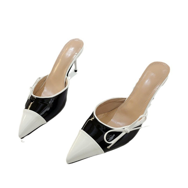 Dame Slingback Pumps med elegant sløjfeapplikation og spids tå Stilla