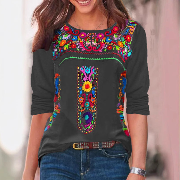 Dame broderet tunika top Stilla