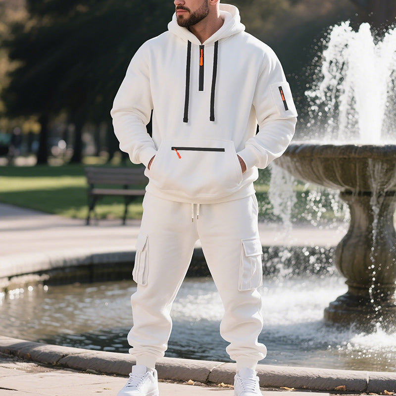 Herrer sporty hoodie sæt med funktionelle lommer og åndbare egenskaber Stilla