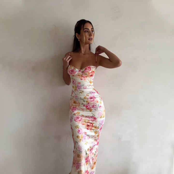 Damer Stropløs Blomster Bodycon Kjole Stilla