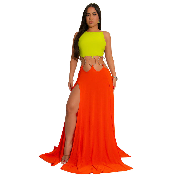 Damer Elegante Maxikjole med sidelæns cut-outs og detaljeprydet bånd Stilla