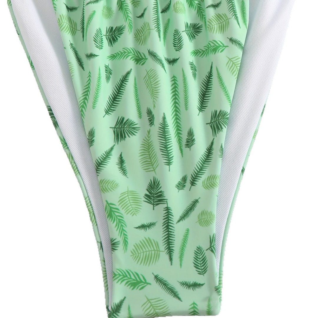 Damer trendy trekant-bikini med botanisk mønster Skovae