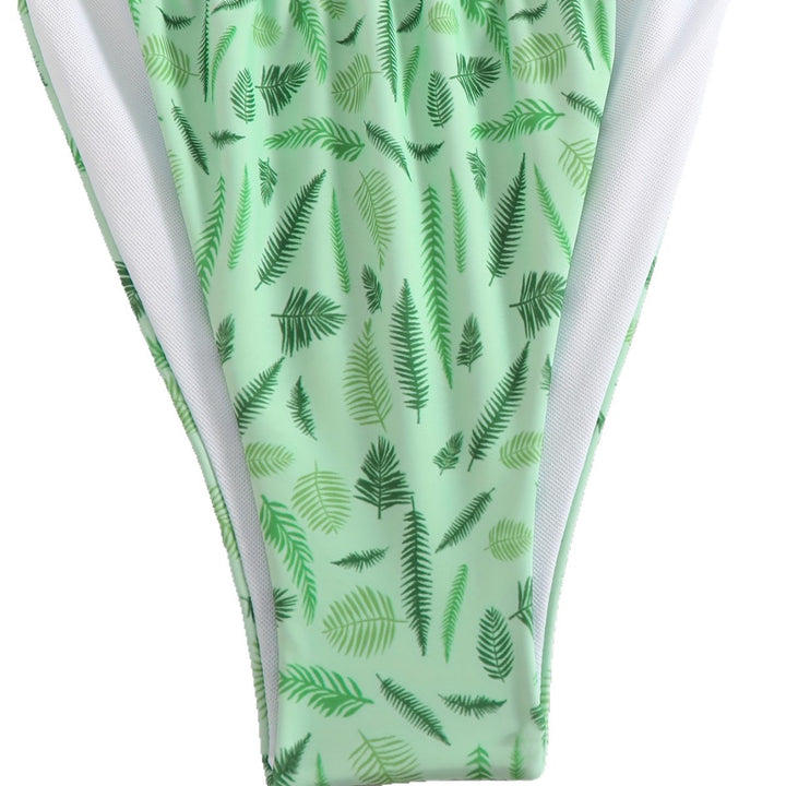 Damer trendy trekant-bikini med botanisk mønster Skovae