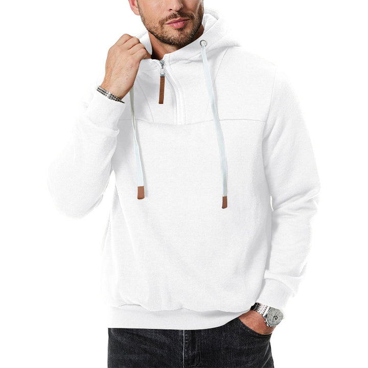 Herre hoodie med kort lynlås og blødt fleece-materiale Stilla