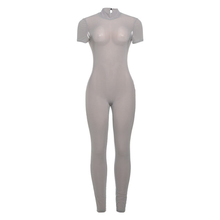 Dame kropsnær jumpsuit med høj krave og kort ærme Stilla