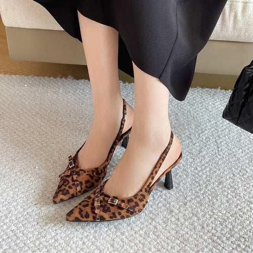 Dame Slingback Pumps med moderne leopardmønster og komfortabel hæl Stilla