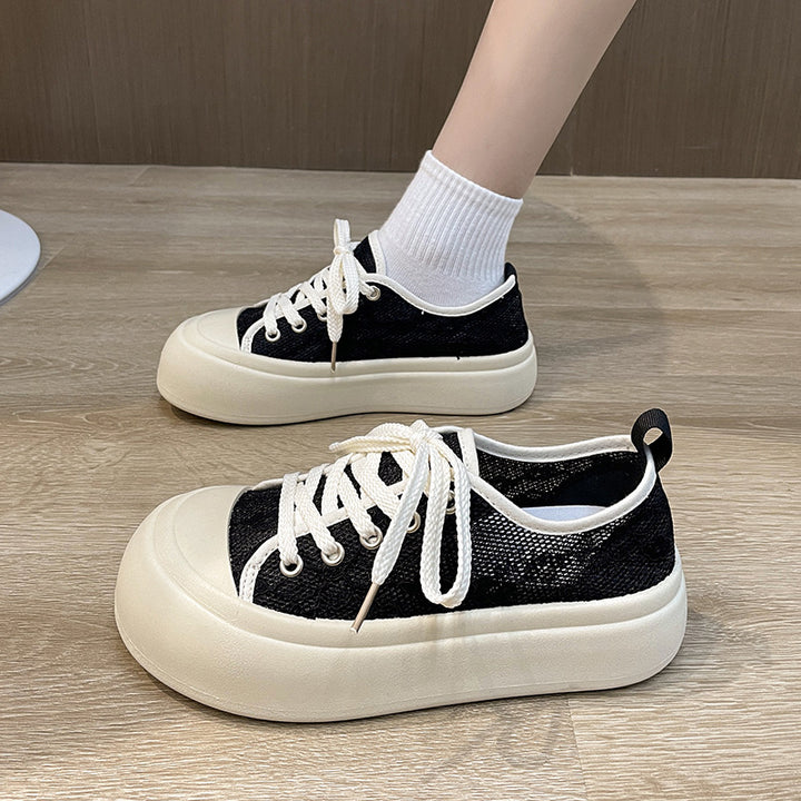 Dame Sneakers med åndbar overfladestruktur og farverig snøring Stilla