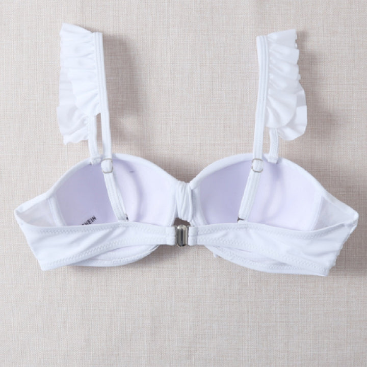 Damer Push-Up-Bikini-top med dekorativ knude og flæser Skovae