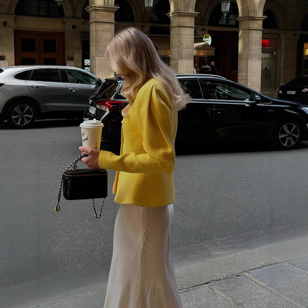 Dame Elegant Taljeret Jakke med Knapdetalje Stilla