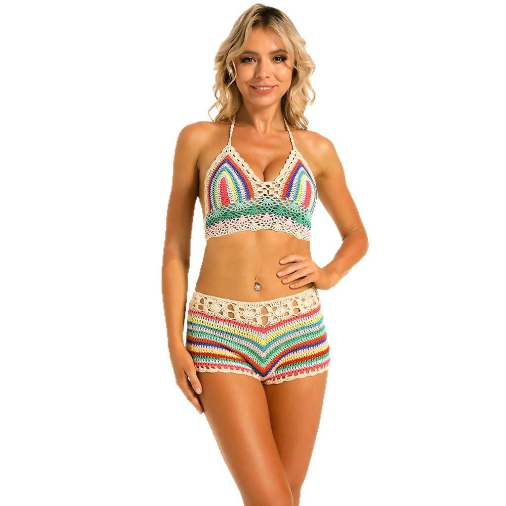 Dame Håndcrochetet Bikini-Sæt med asymmetrisk Snit Stilla