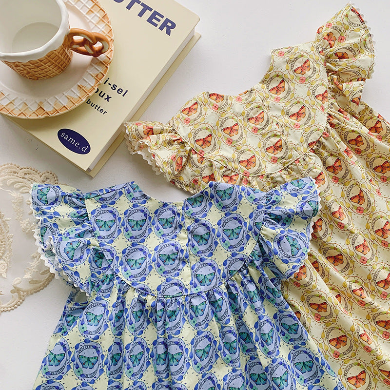 Pige Floral Print Ruffles Kjole Stilla