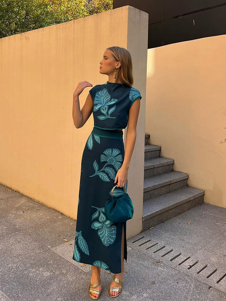 Dame elegant Maxikjole med blomstret applikation Stilla