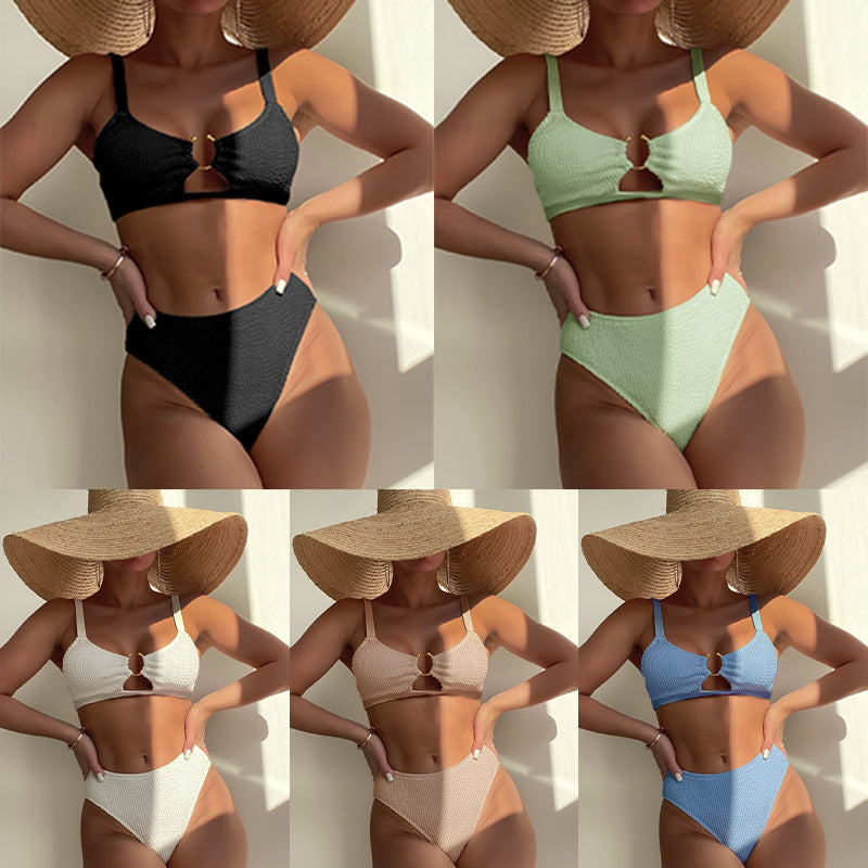 Dame højtaljede bikini-sæt med lille cut-out Skovae