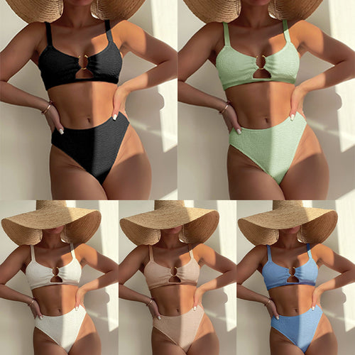 Dame højtaljede bikini-sæt med lille cut-out Skovae