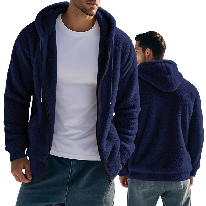 Herre fleece-hoodie med sidelås og kvalitetsmateriale Stilla