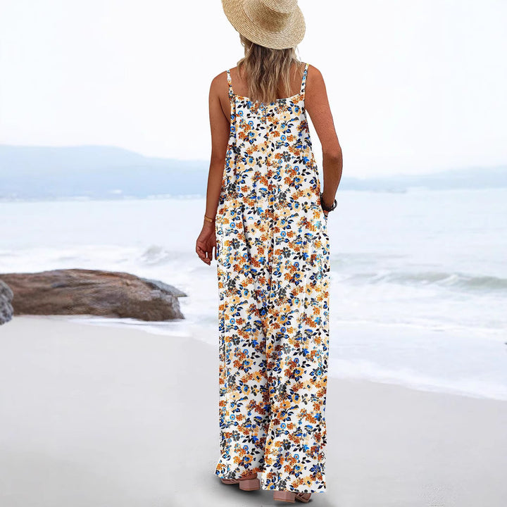 Dame Casual Jumpsuit med blomstrede mønstre og praktiske lommer Skovae
