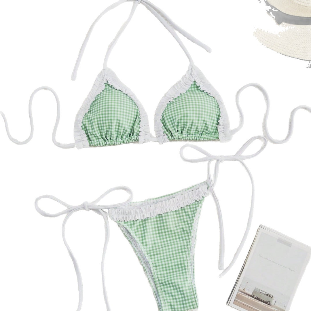 Dame Rüschen Drage Top Bikini Sæt Stilla