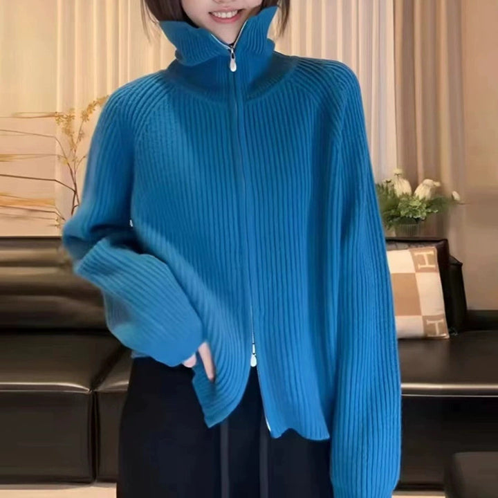 Kvinder cardigan med fastgjort lynlås og oversized snit Stilla