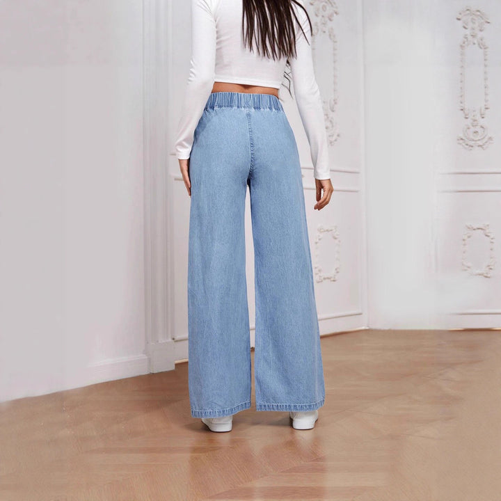 Damernes lette højtaljede jeans med elastisk talje og elegant snit Skovae