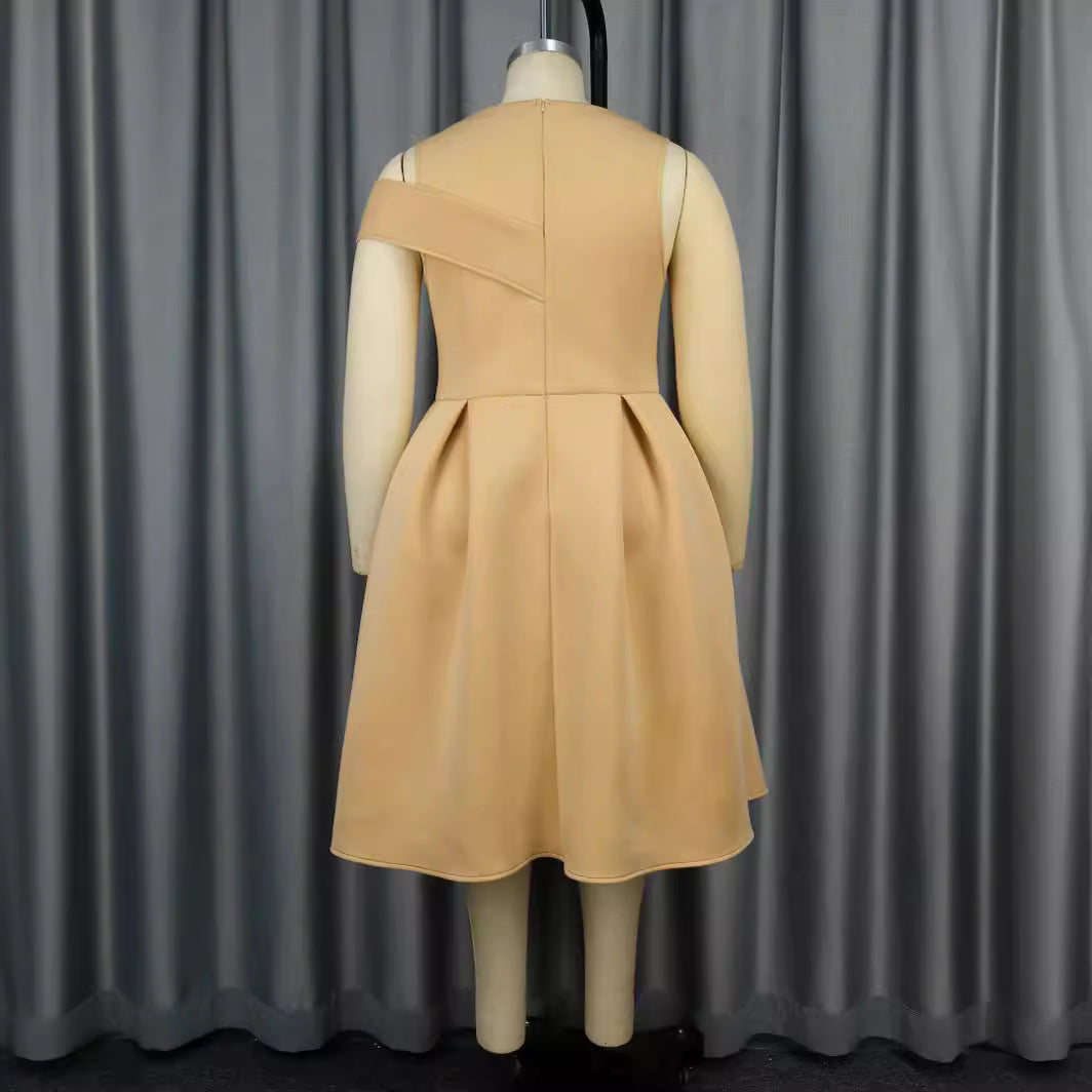 Dame Elegant Cocktailkjole med asymmetrisk schnit og gennemsigtige ærmer Skovae