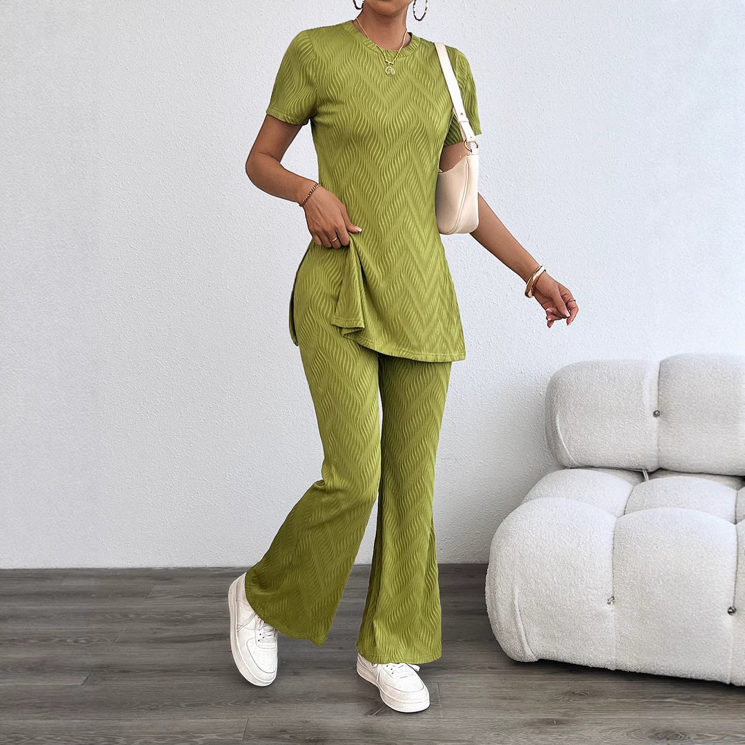 Kvinders leggings sæt med blød, struktureret top og bred pasform Stilla