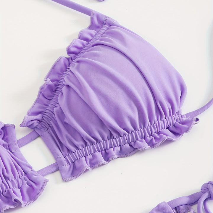 Dame Rüschen-bikini med justerbare stropper Skovae