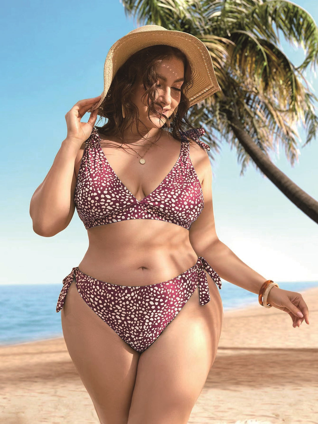 Dame Triangel-Bikini-sæt med legende knudedesign Skovae