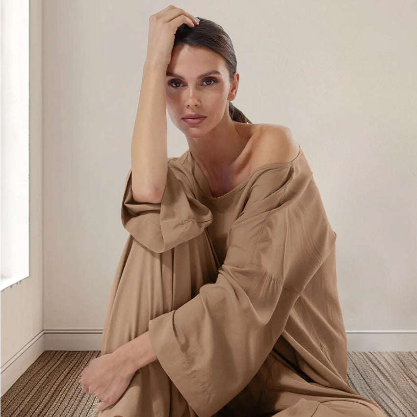 Dame komfortabel topmoderne loungebukser med bred pasform og elegante ærmer Stilla