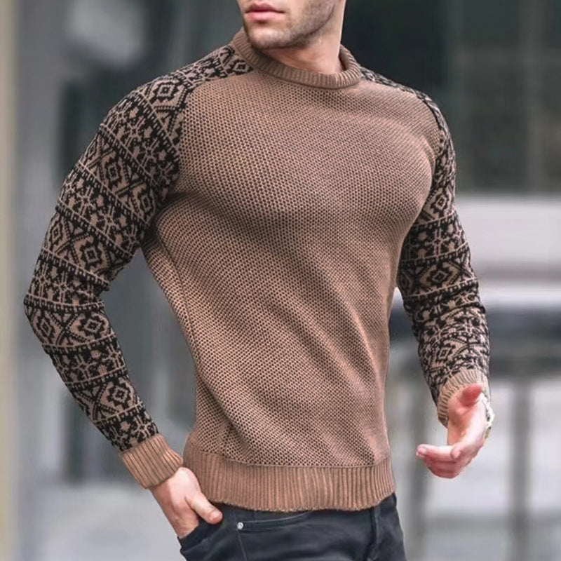 Herre moderigtig strikpullover med grafisk mønster og optimal pasform Stilla
