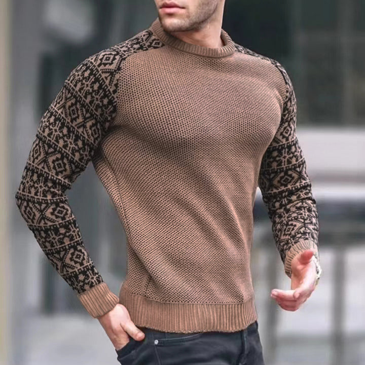 Herre moderigtig strikpullover med grafisk mønster og optimal pasform Stilla